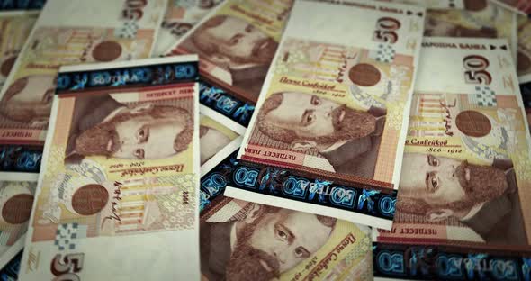 Bulgaria Leva growing pile of money seamless loop