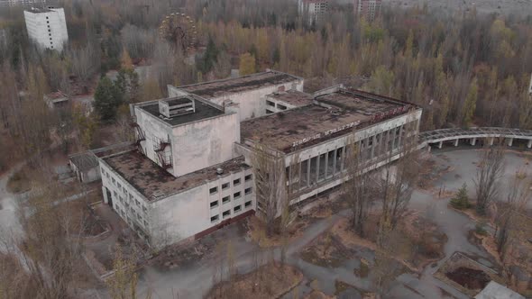 Chernobyl Exclusion Zone. Pripyat. Aerial.