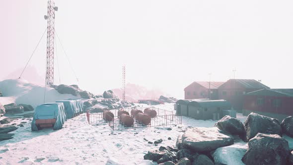 View of Old Antarctic Base at South Pole Station in Antarctica