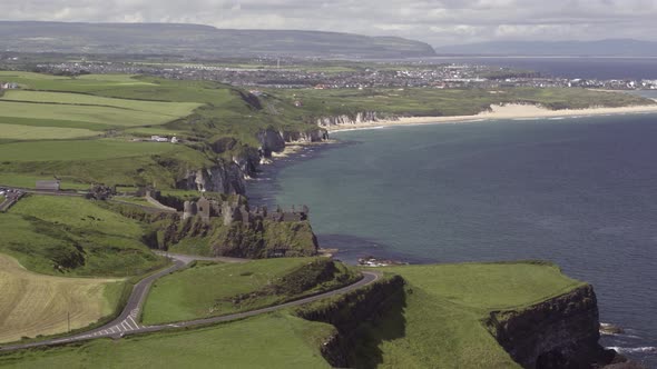 Whiterocks beach and Dunluce on the Causeway Coastal Route, Northern Ireland.