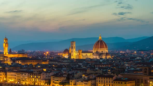 Sunrise Time Lapse of Florence Skyline in Italy