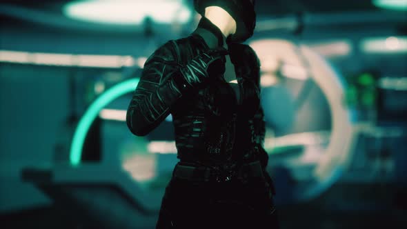 Futuristic Woman in Sci Fi Laboratory alt