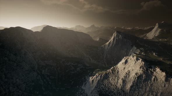 Dramatic Sky Over Steps in a Mountain. alt