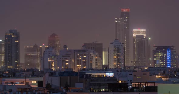 Timelapse of Night Coming To Tel Aviv, Israel