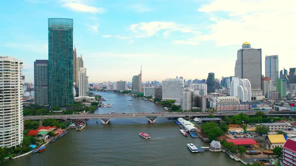 4K : Aerial drone footage of Bangkok skyline