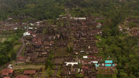 Aerial View of Ancient Religious Buildings at Besakih Temple in Bali Indonesia