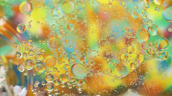 Crystalline Bubbles on Hued Background Multi Colored Surface Oil Structure