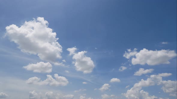 Time lapse of white cloud moving pass around sky background