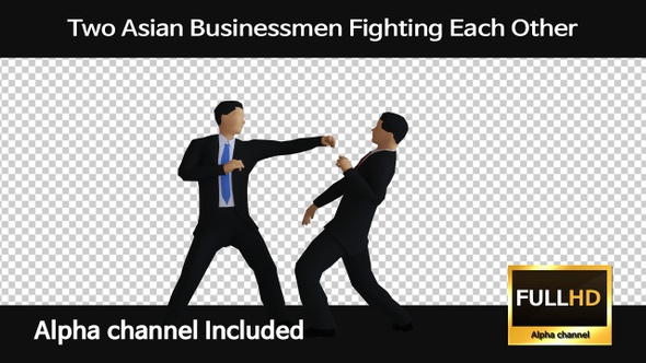 Two Asian Businessmen Fighting Each Other 01