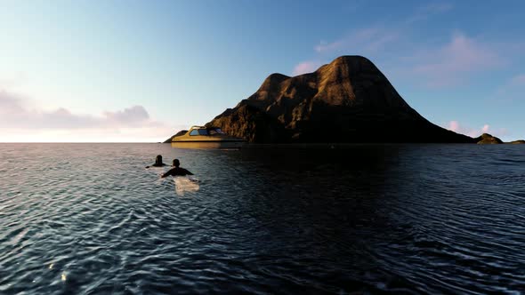 People Floating On Island alt