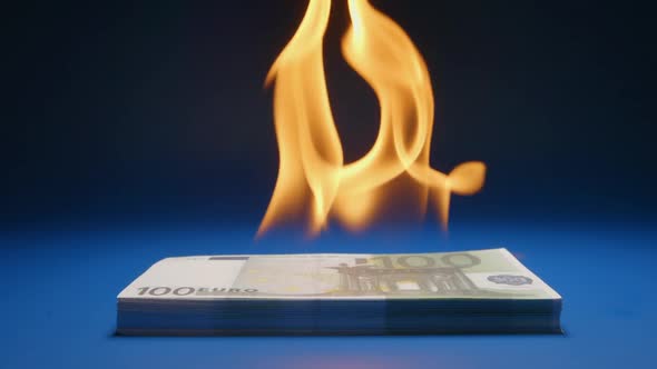 Flaming Paper Money Heap (Euro)
