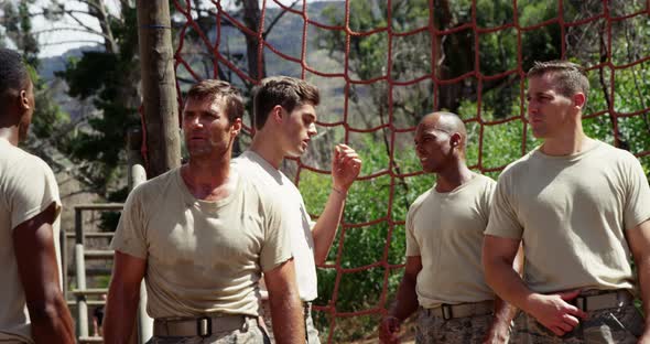 Military troops standing at boot camp