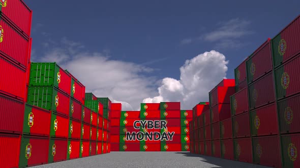 Containers CYBER MONDAY Text Flags Portugal