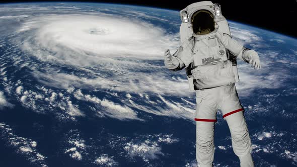 Astronaut Spacewalk, Astronaut Shows Thumbs Up in the Open Space alt