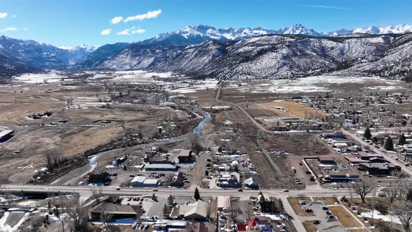 Ridgway Colorado Usa Flying Drone View Over City Landscape