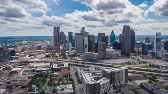 Stunning Aerial Hyper Lapse Footage of Downtown Area in Dallas USA