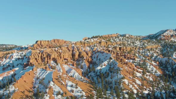 Red Canyon Hoodoos in Winter. Dixie National Forest. Utah, USA. Aerial View