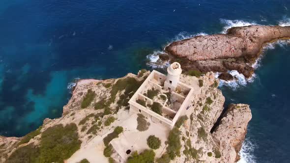 Punta Grossa lighthouse in Ibiza, Spain