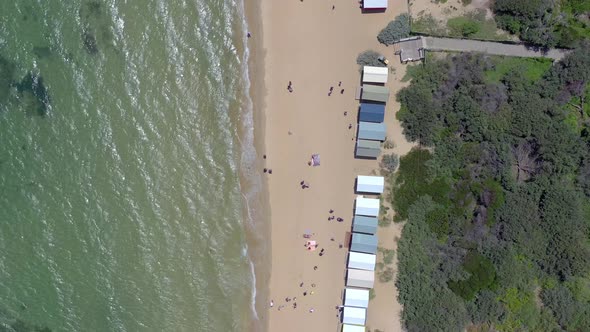 Bird's Eye View of the Dendy Street Beach Huts in Brighton Melbourne