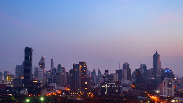 Day and Night Transition Time Lapse of Cityscape and Buildings in Metropolis