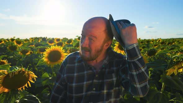 Weary Caucasian Farmer Old Man Feels Tired and Hot