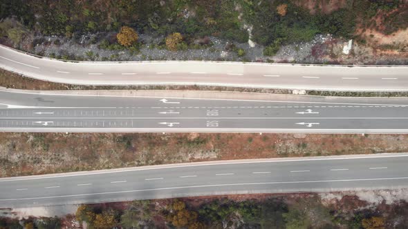 Car traffic transport on crossing multiple lanes highway or expressway. 