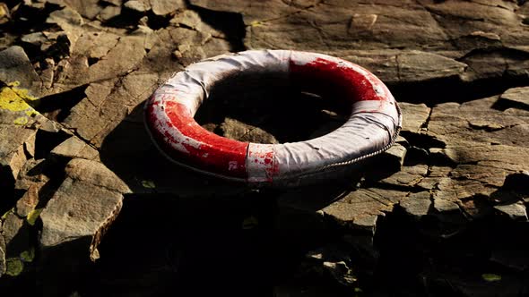 Very Old Abandoned Grungy Lifebuoy