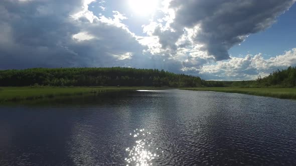 Lake on a cloudy day