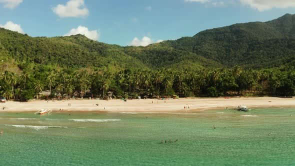 Tropical Beach with White Sand View From Above