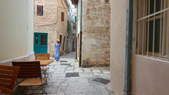 Attractive female on the street of the city. Croatia, Split