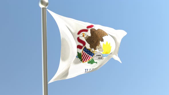 Illinois flag on flagpole.