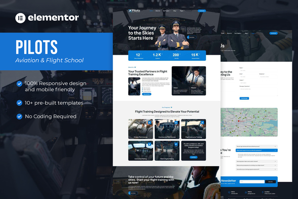Pilots - Aviation & Flight School Elementor Template Kit