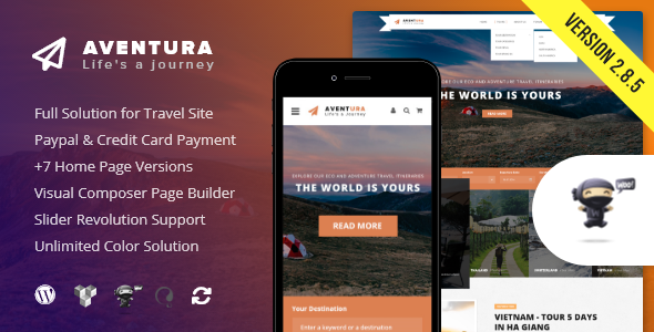 Aventura - Travel & Tour Booking System WordPress Theme