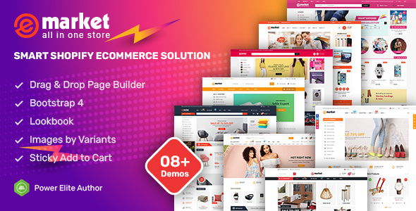 eMarket - Responsive & Multipurpose Sectioned Drag & Drop Bootstrap 4 Shopify Theme