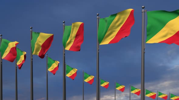 The Republic Of The Congo Flags Waving In The Wind  4K