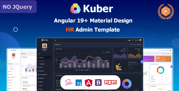 Kuber - Angular 19+ HR, Projects & Employee Management Material Design Admin Template