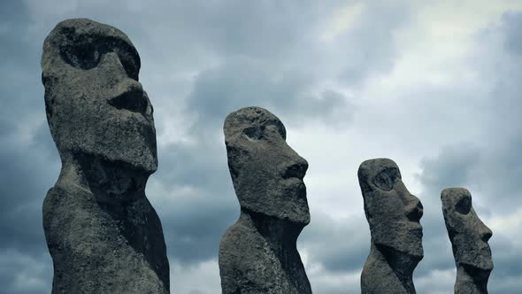 Easter Island Statues In The Daytime