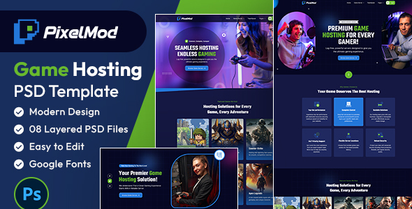 PixelMod | Game Hosting PSD Template