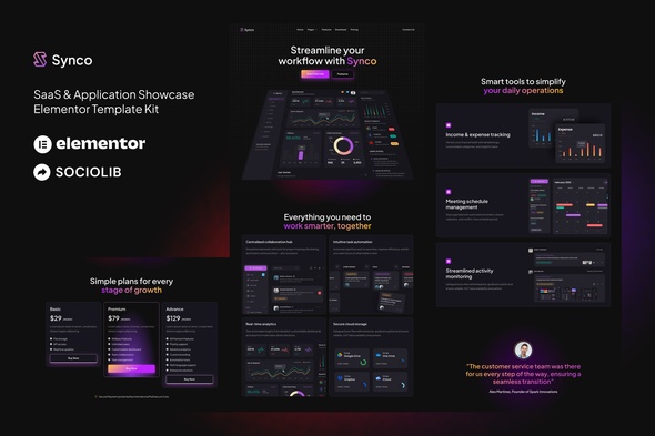 Synco - SaaS & Software Showcase Elementor Template Kit