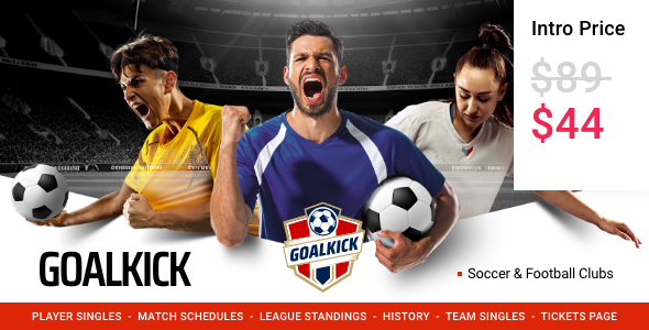 GoalKick – Soccer and Football Club WordPress Theme – 0 Sold!