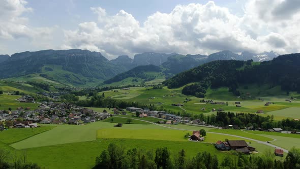 Drone over Appenzell, capital of the Appenzell Innerrhoden canton in Switzerland
