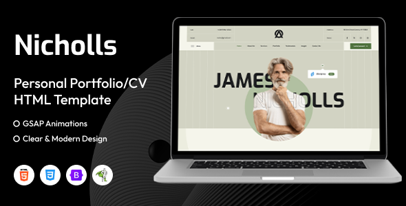 Nicholls – Personal Portfolio/CV HTML Template – 0 Sold!