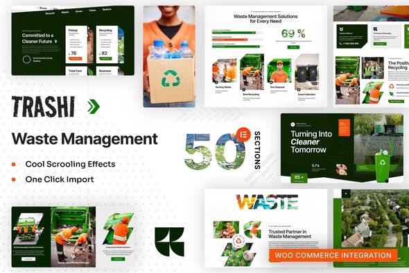 Trashi - Waste Management & Recycling Elementor Pro Template Kit