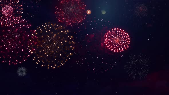 Abstract Colored Firework Display Loop Animation Background.