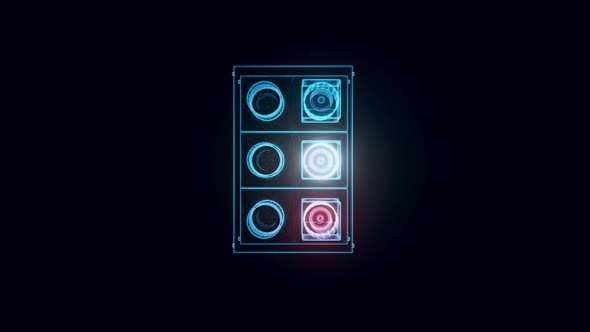 Paper Cups Under Dispenser Hologram Rotating In Blue 4k alt