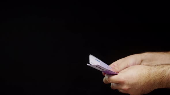 Businessman Counting Money Rich Person Holding a Stack of 500 Euro in Hands