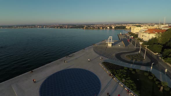 Aerial view of the Monument to the Sun in Zadar