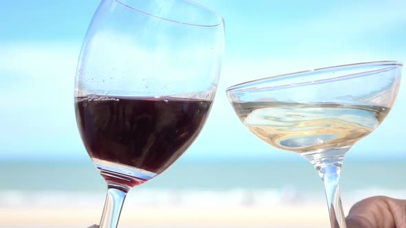 Wine Drinking On The Beach