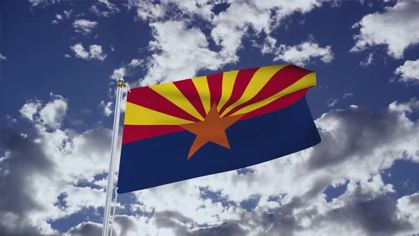 Arizona Flag With Sky 4k