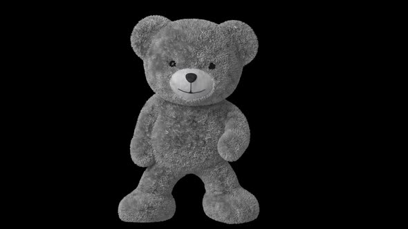 Dancing Cute Gray Teddy Bear On A Solid Background